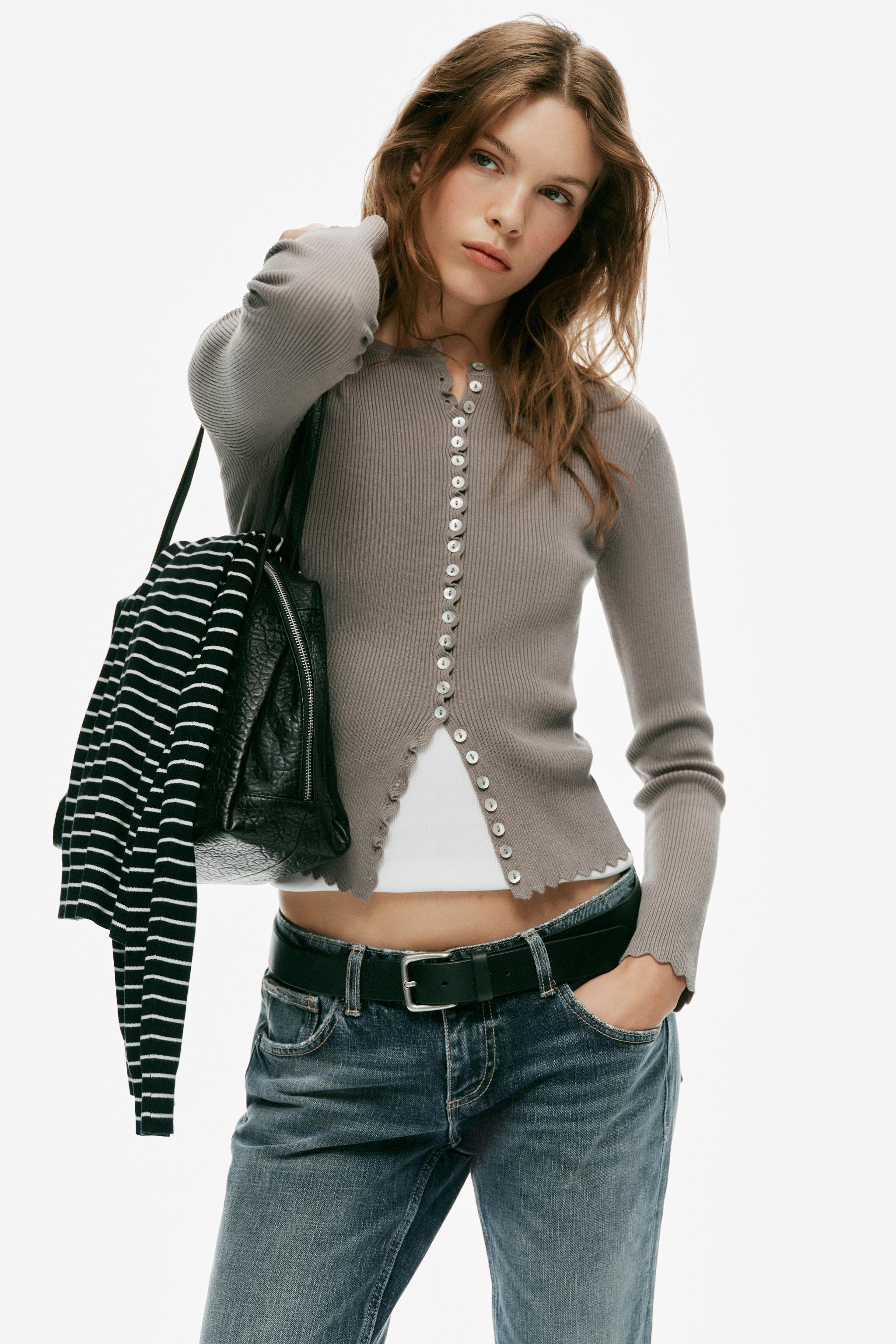 Zara ÇİZGİLİ FİTİLLİ ÖRGÜ HIRKA görsel 3