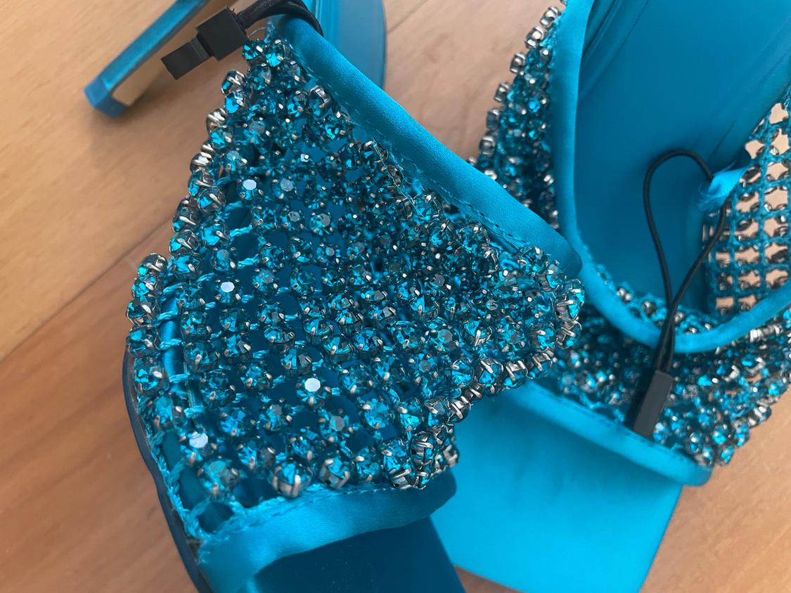 MESH HEELED MULES WITH RHINESTONES - Image 2