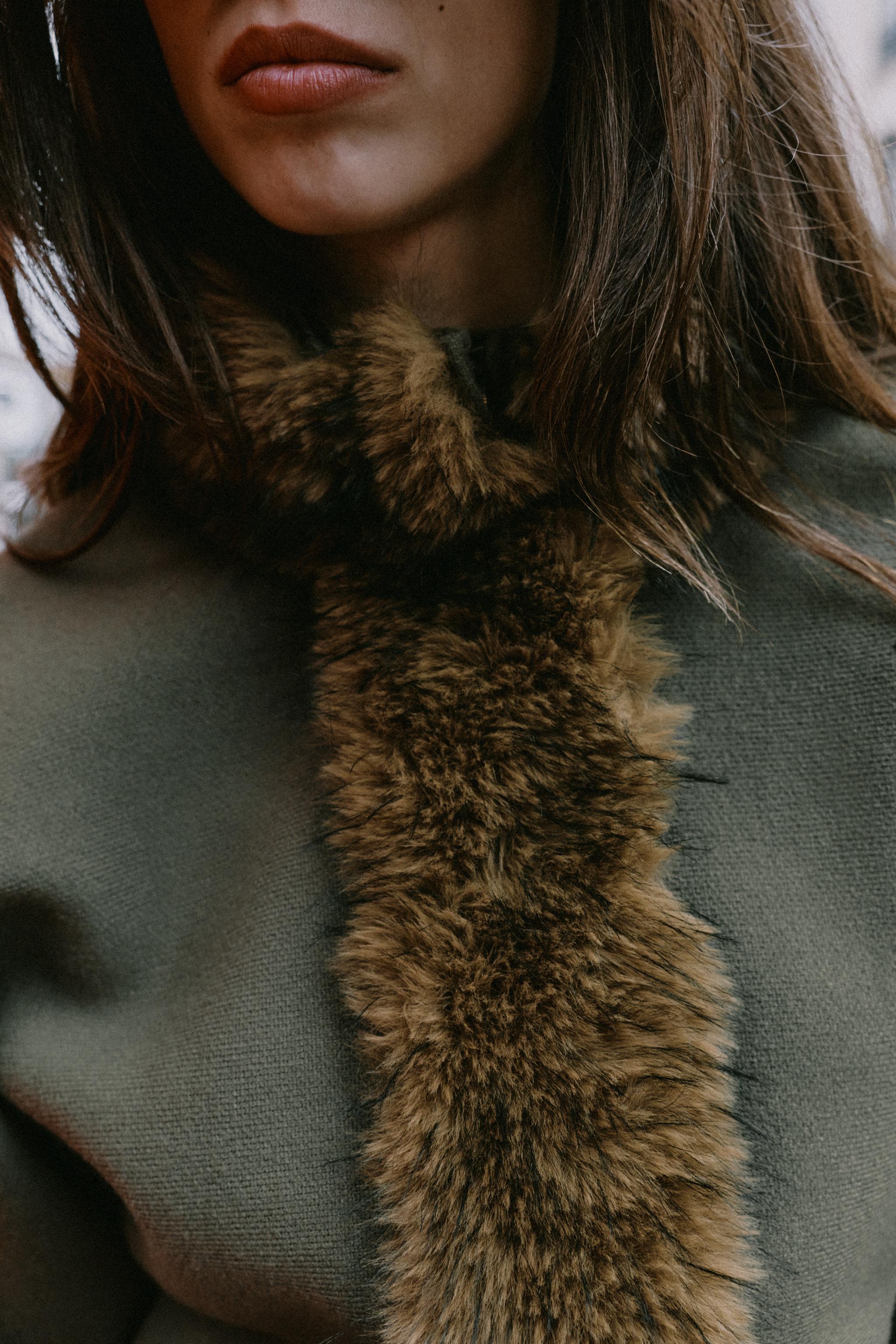 COMBINED FAUX FUR EFFECT CARDIGAN