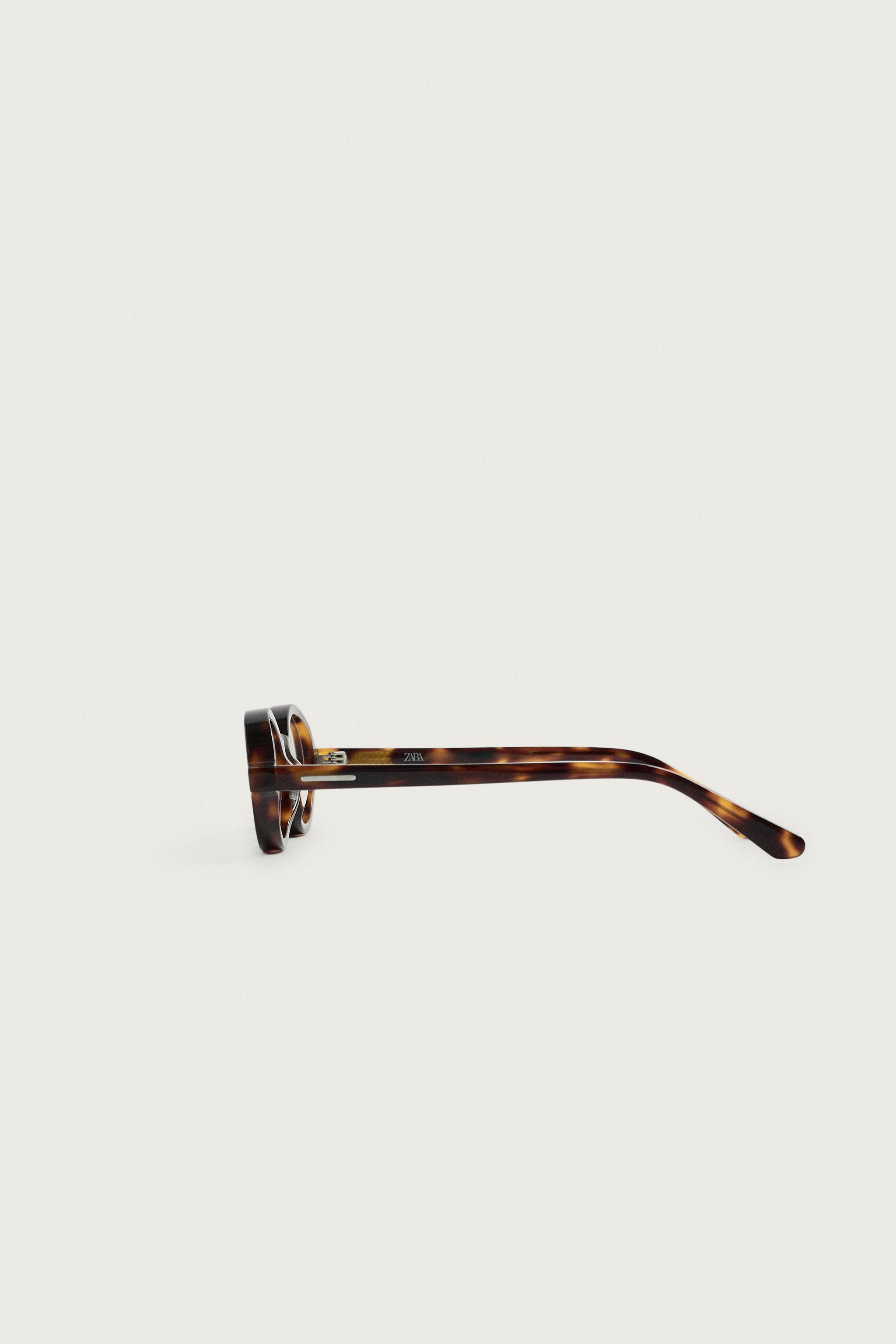 Мужские солнцезащитные очки Zara TORTOISESHELL EFFECT OVAL SUNGLASSES — фото 5
