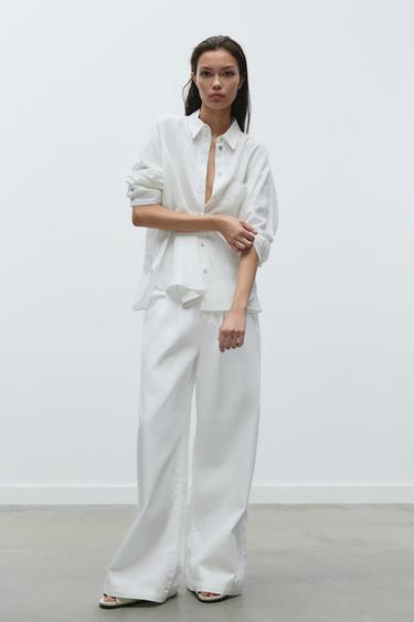 CHEMISE OVERSIZE AVEC LIN - Blanc de Zara - Image 0