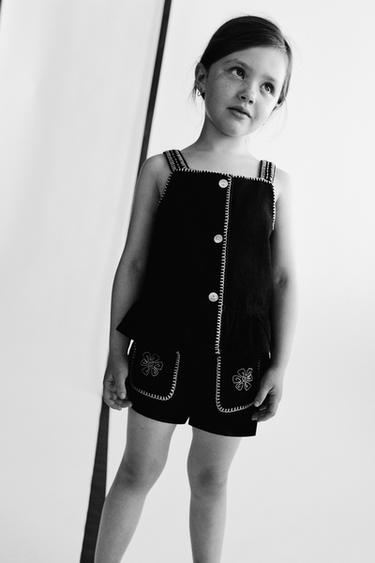EMBROIDERED DENIM BERMUDA SHORTS - Black by Zara
