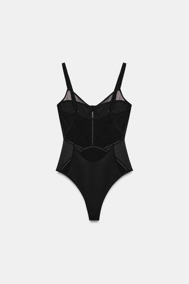 BODY COMBINADO TIRANTES - Negro de Zara
