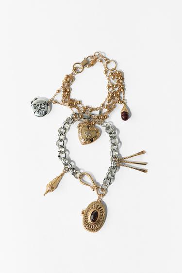 Zara TWO-PACK OF CHARM BRACELETS WITH BOXES - Gold / Silver