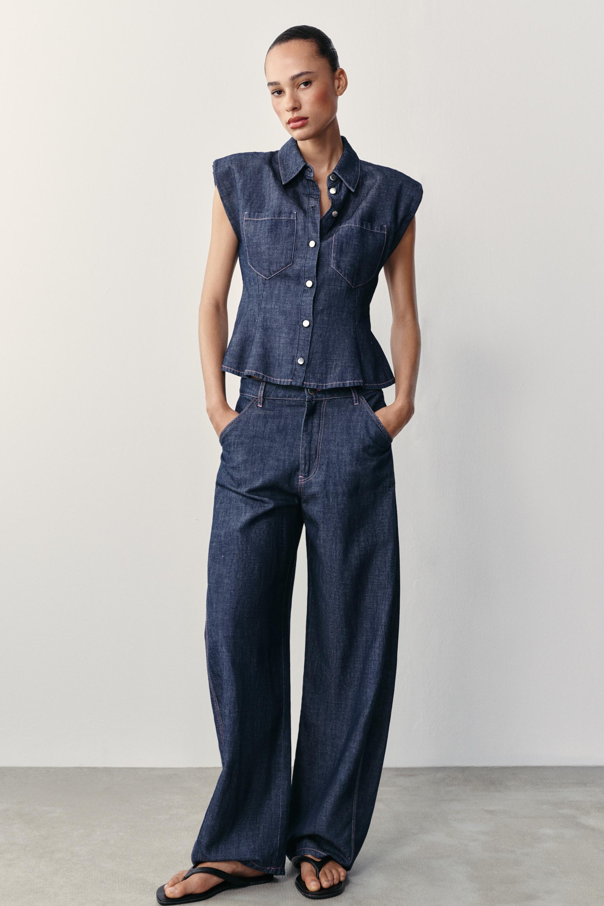 LINEN BARREL PANTS — Indigo