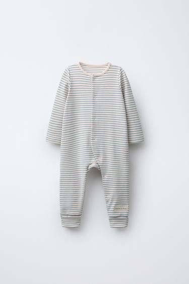 STRIPED SLEEPSUIT WITH CONVERTIBLE FOOT - Bluish by Zara - Image 2