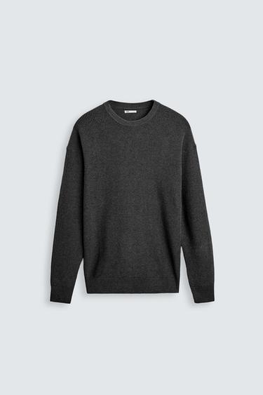 SUÉTER BÁSICO DE MALHA PEROLADA - Cinza-antracito da Zara