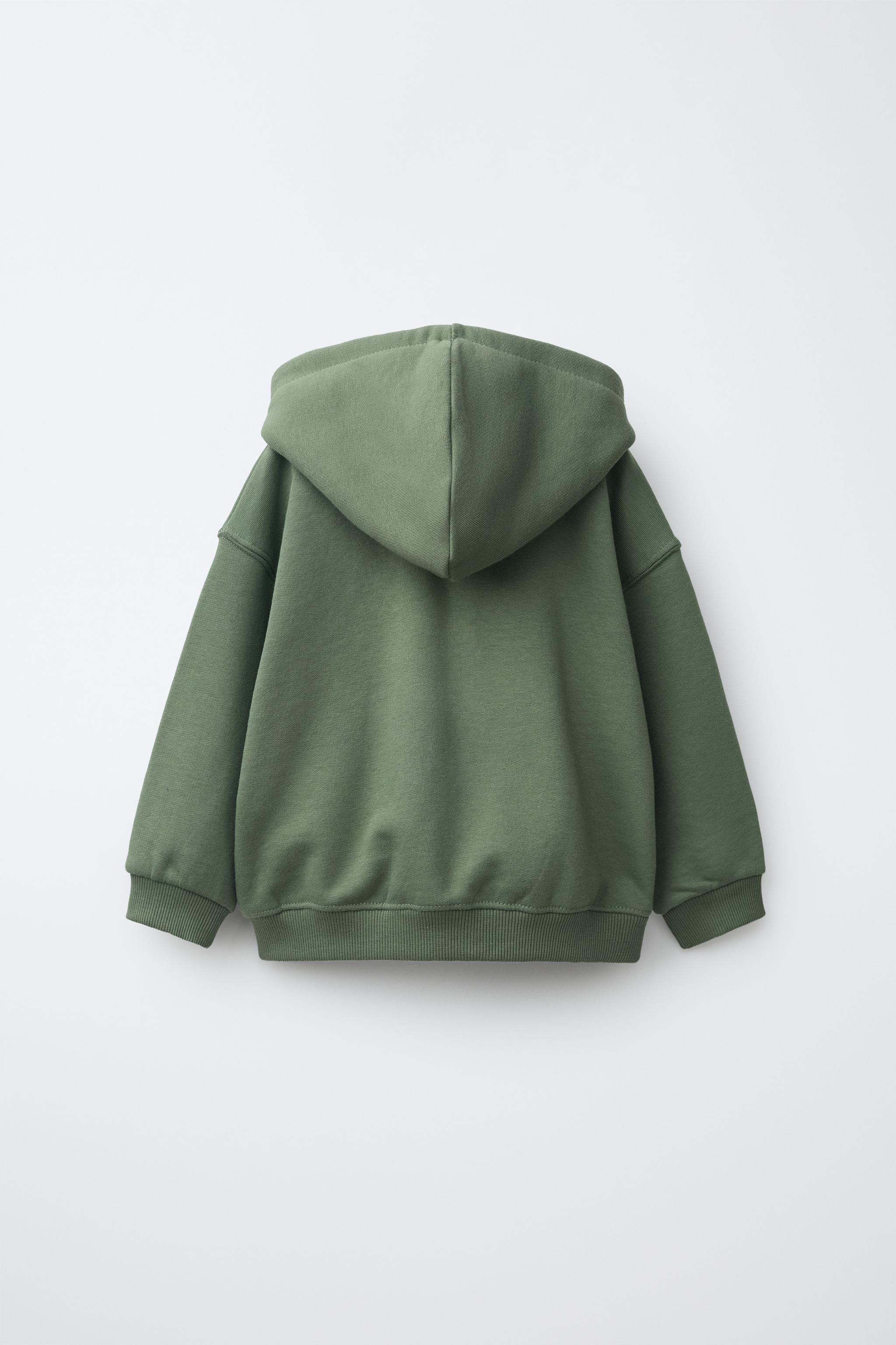 HOODED ZIP SWEATSHIRT — Mid-green