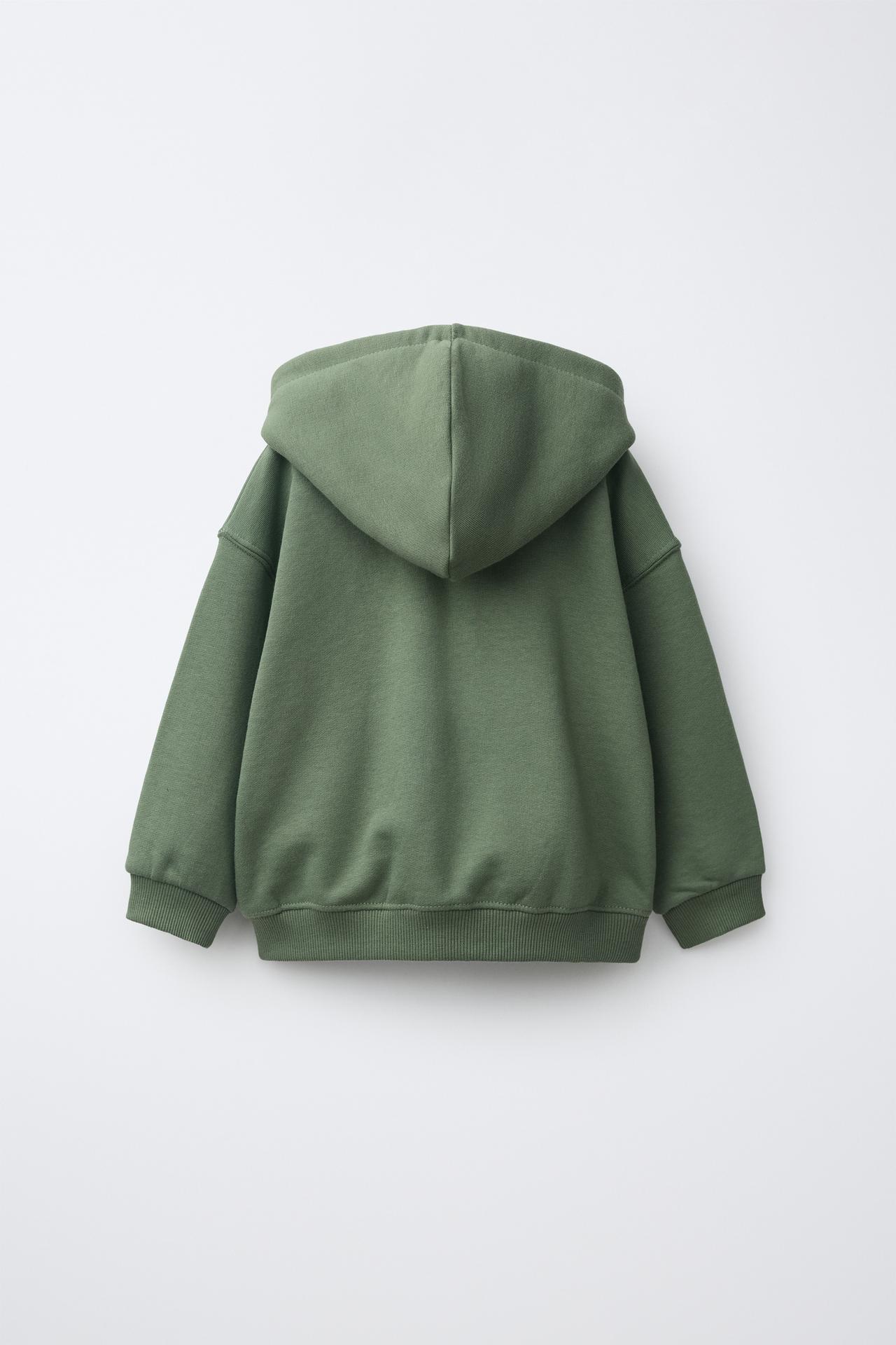 HOODED ZIP SWEATSHIRT — Mid-green