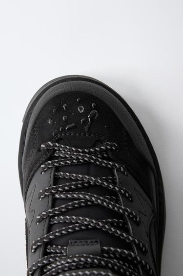 TECHNICAL WATER-REPELLENT HIGH-TOP SNEAKERS - Black by Zara