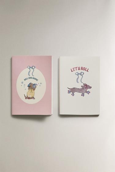 SKATER DOG NOTEBOOK (PACK OF 2) - Multicoloured by Zara
