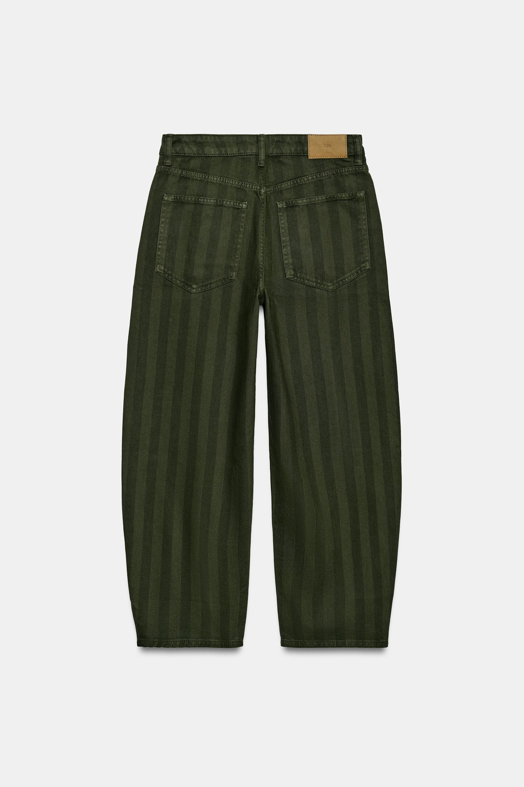 STRIPED MID-RISE STRAIGHT JEANS