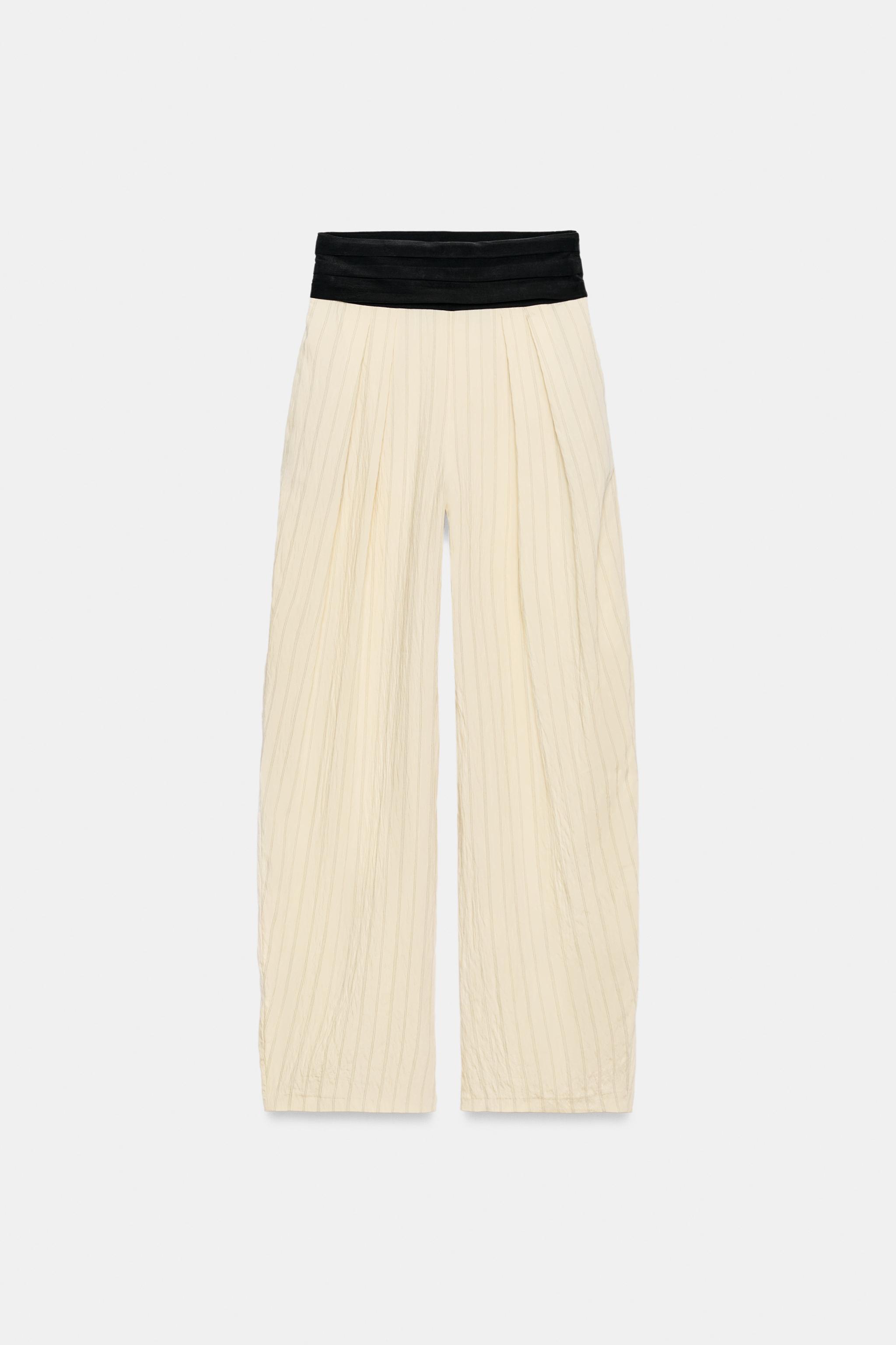 Zara ÇİZGİLİ ZW COLLECTION KUŞAKLI PANTOLON görsel 6