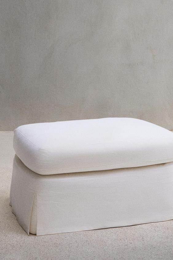 FOOTSTOOL 01 LINEN COVER - Ecru by Zara - Image 0