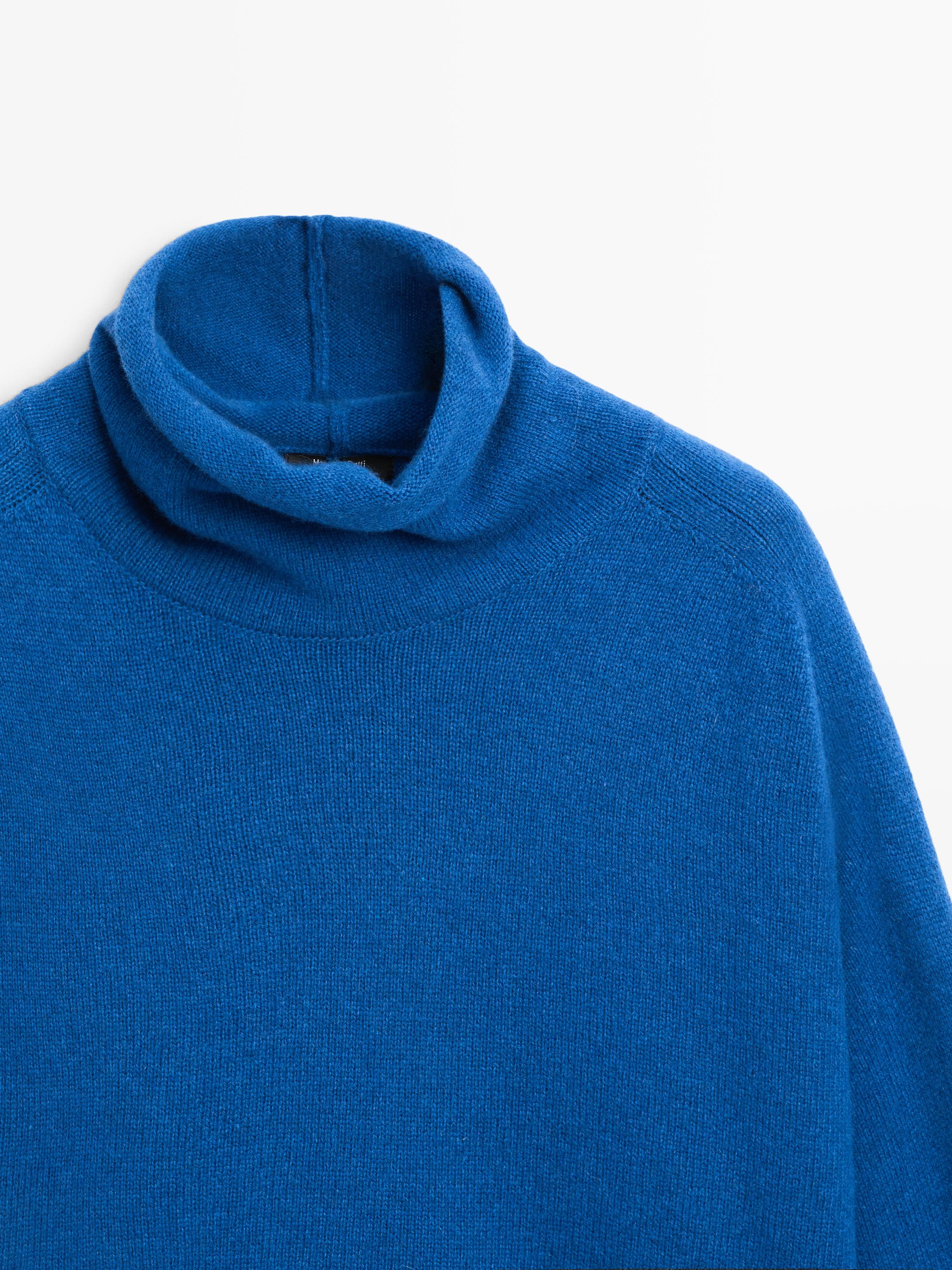 Wool blend knit sweater with high neck