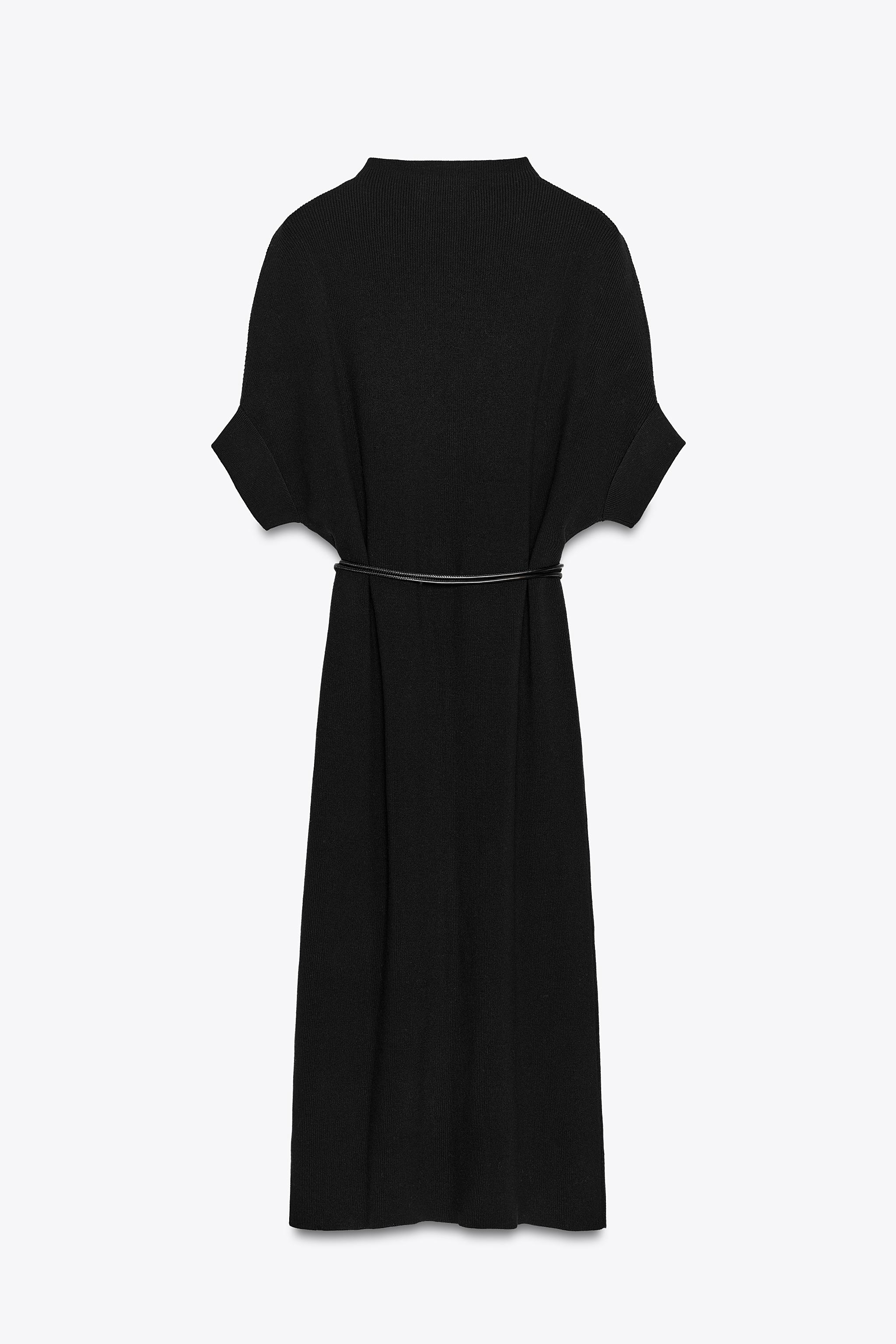 Zara - Knit Belted Dress - Black - L - Woman Zara - Knit Belted Dress - Black - L - Woman