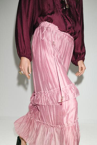 RUFFLED MIDI SKIRT - MARSALA by Zara - Image 6