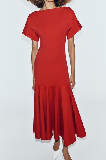 COMBINED RUFFLED DRESS — Red 2