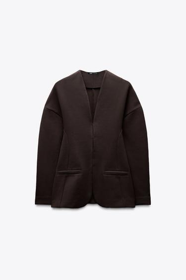 FITTED INTERLOCK BLAZER - Dark brown by Zara - Image 4