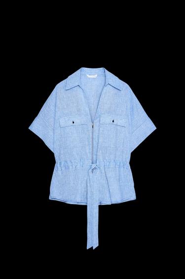 SAFARI-HEMD MIT LEINEN - Blau von Zara - Bild 0