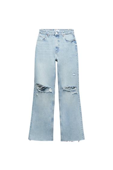 WIDE-LEG RIPPED TRF JEANS