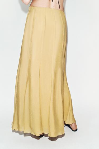 JUPE LONGUE FLUIDE - Moutarde de Zara - Image 4