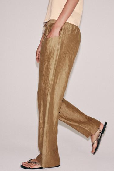 PANTALON EN MÉLANGE DE LIN ZW COLLECTION - Camel moyen de Zara - Image 5