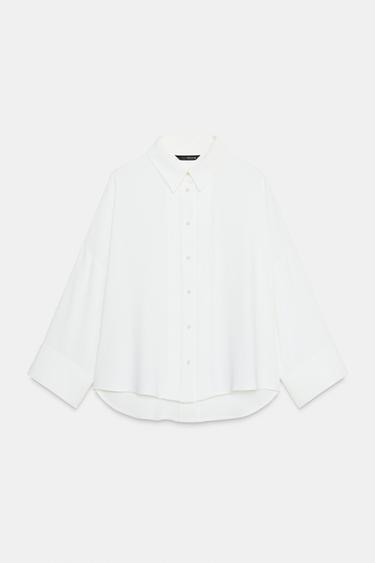 CHEMISE EN CRÊPE PLIS NERVURÉS - Blanc cassé de Zara - Image 5