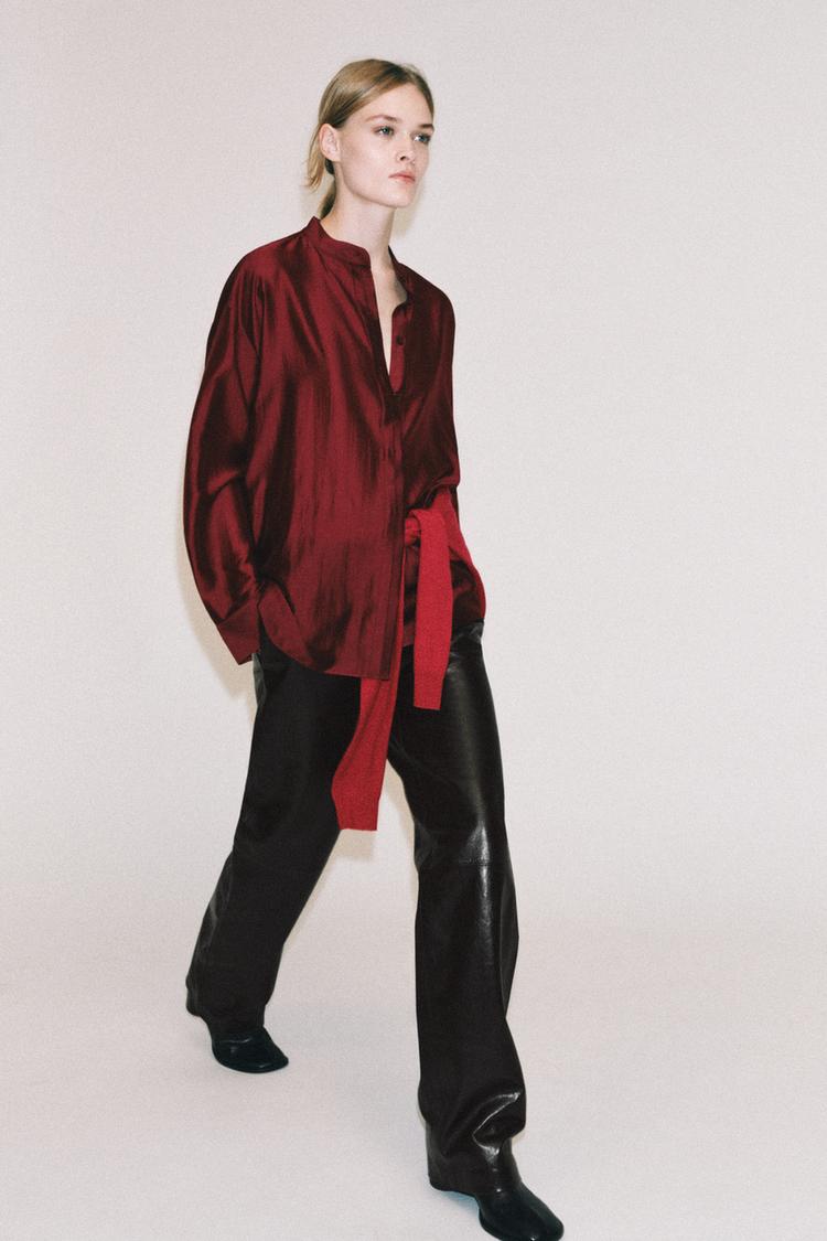 ZW COLLECTION STAND COLLAR SHIRT