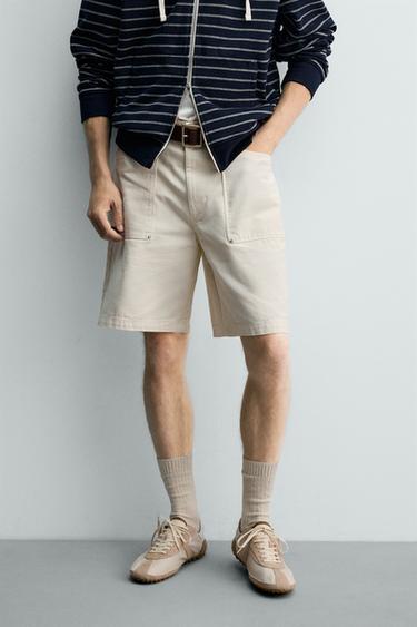 برمودا STRAIGHT FIT بجيوب - أبيض الخاص بـ Zara