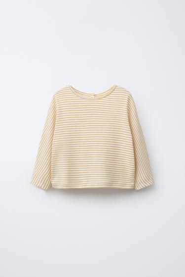 CAMISETA RAYA TEJIDA - Ocre de Zara - Imagen 0