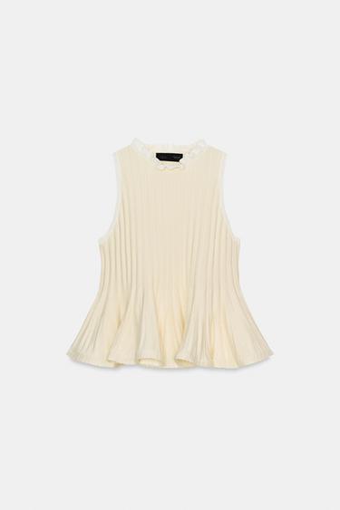 TOP RIB PUNTO PEPLUM - Crudo de Zara