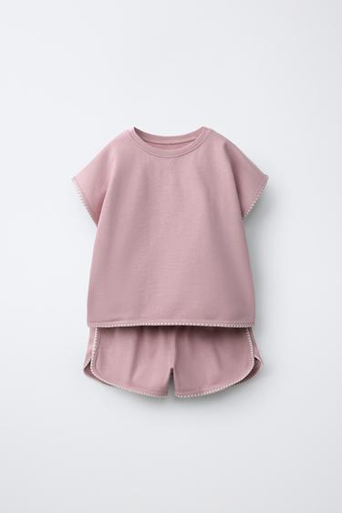 CONJUNTO CAMISETA Y BERMUDA CONTRASTE - Rosa de Zara
