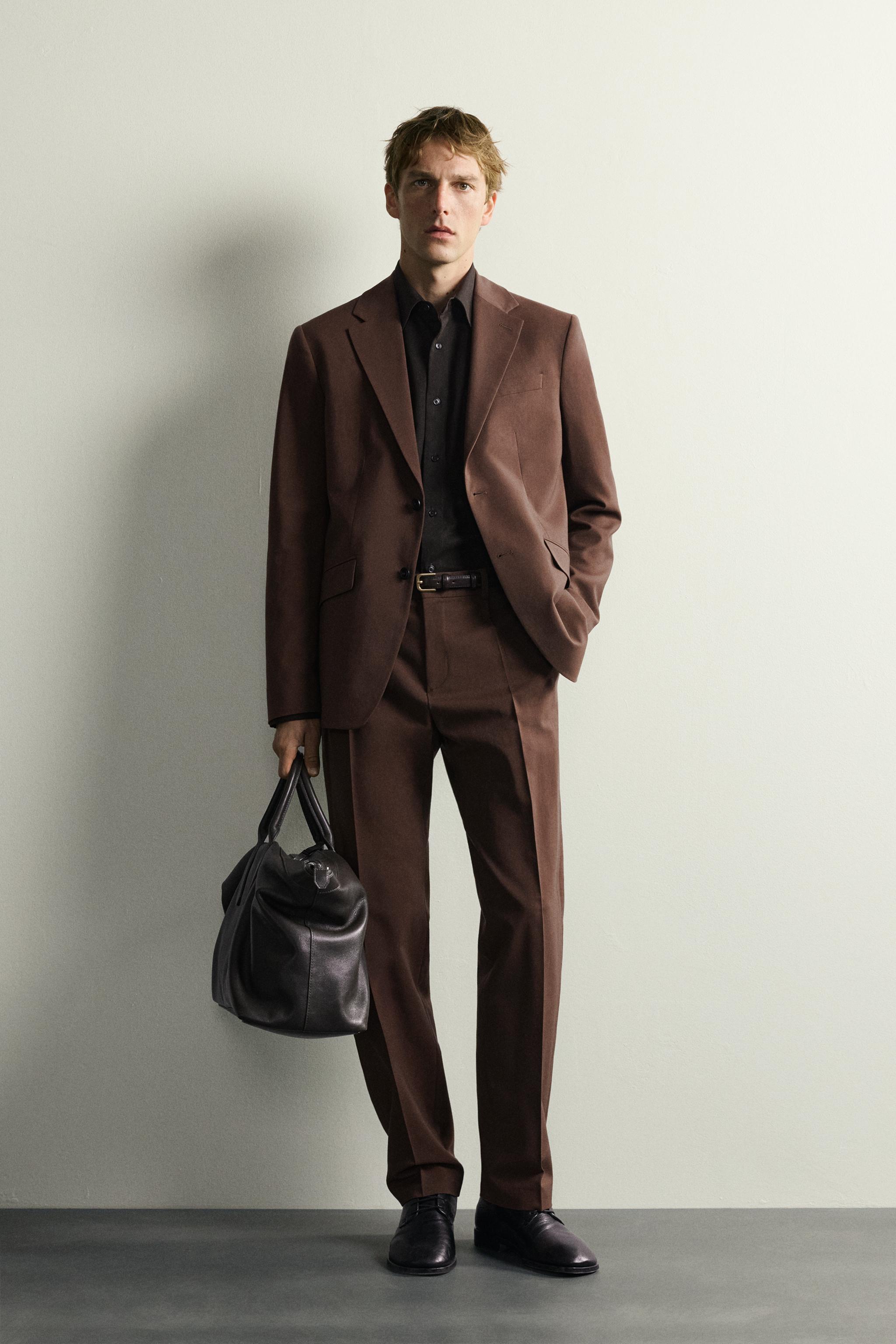 レギュラーフィット スーツブレザー - ブラウン | ZARA Japan / 日本