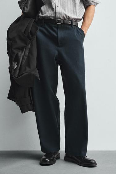 LYOCELL-COTTON BALLOON FIT TROUSERS - Mid-blue by Zara - Image 4