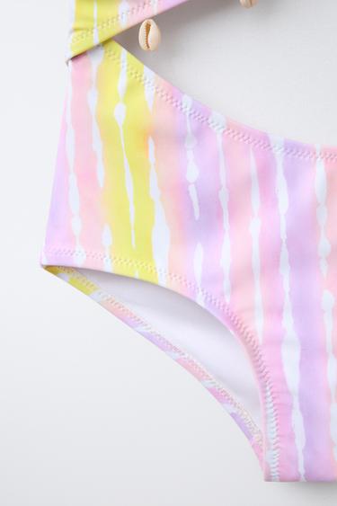 6-14 YEARS/ TIE-DYE SWIMSUIT WITH SHELL AND CUT-OUT DETAIL - Pink / Lilac by Zara - Image 3