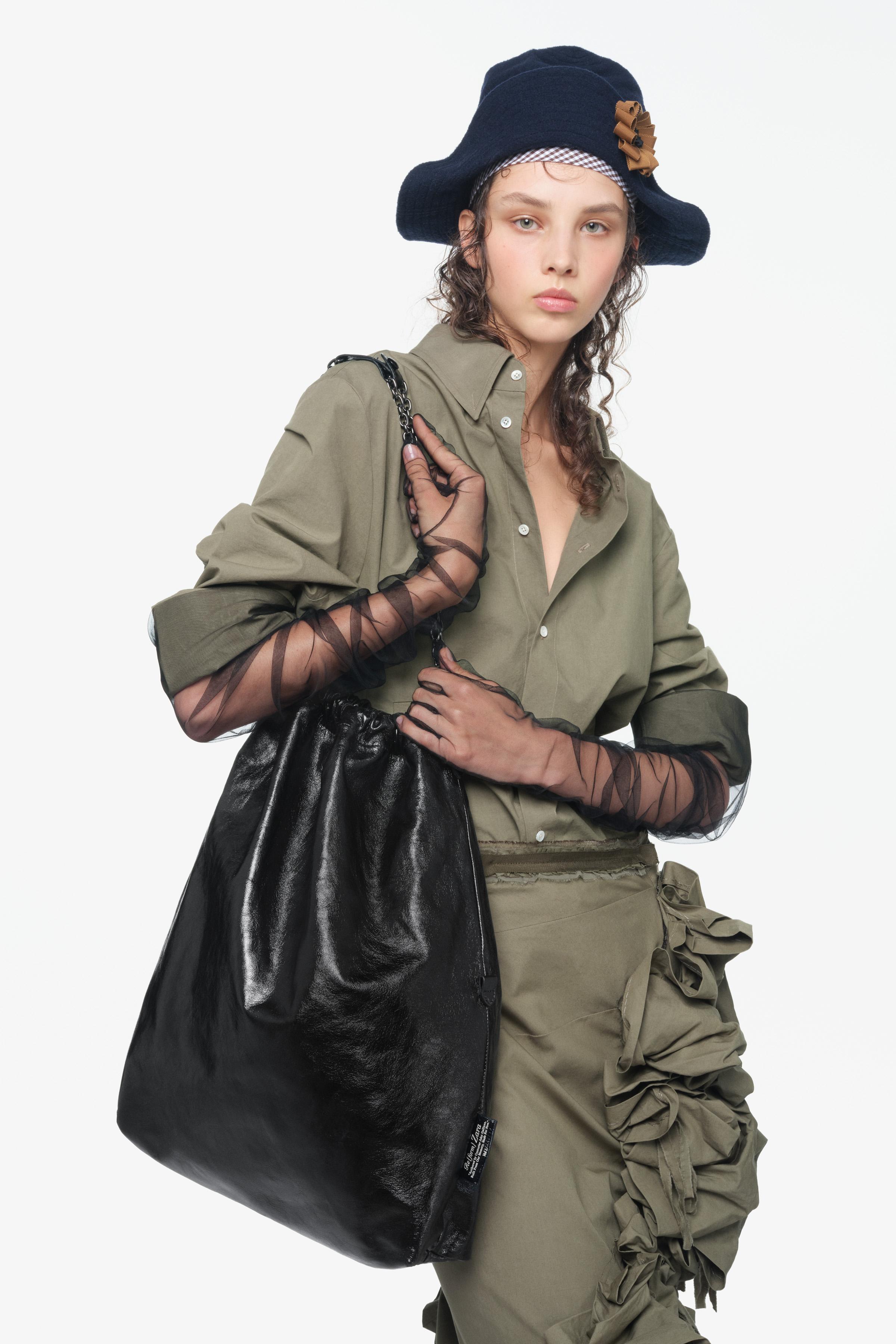 LIMITED EDITION TRI-CHIC LARGE LEATHER BAG - Black | ZARA United
