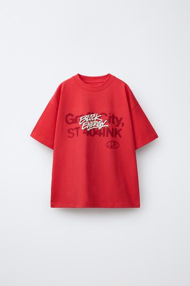 تيشرت بطبعة غرافيتي - أحمر by Zara - Image 0