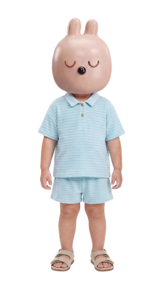 Zara STRIPED POLO SHIRT AND BERMUDA SHORTS SET - Neon blue - Image 0