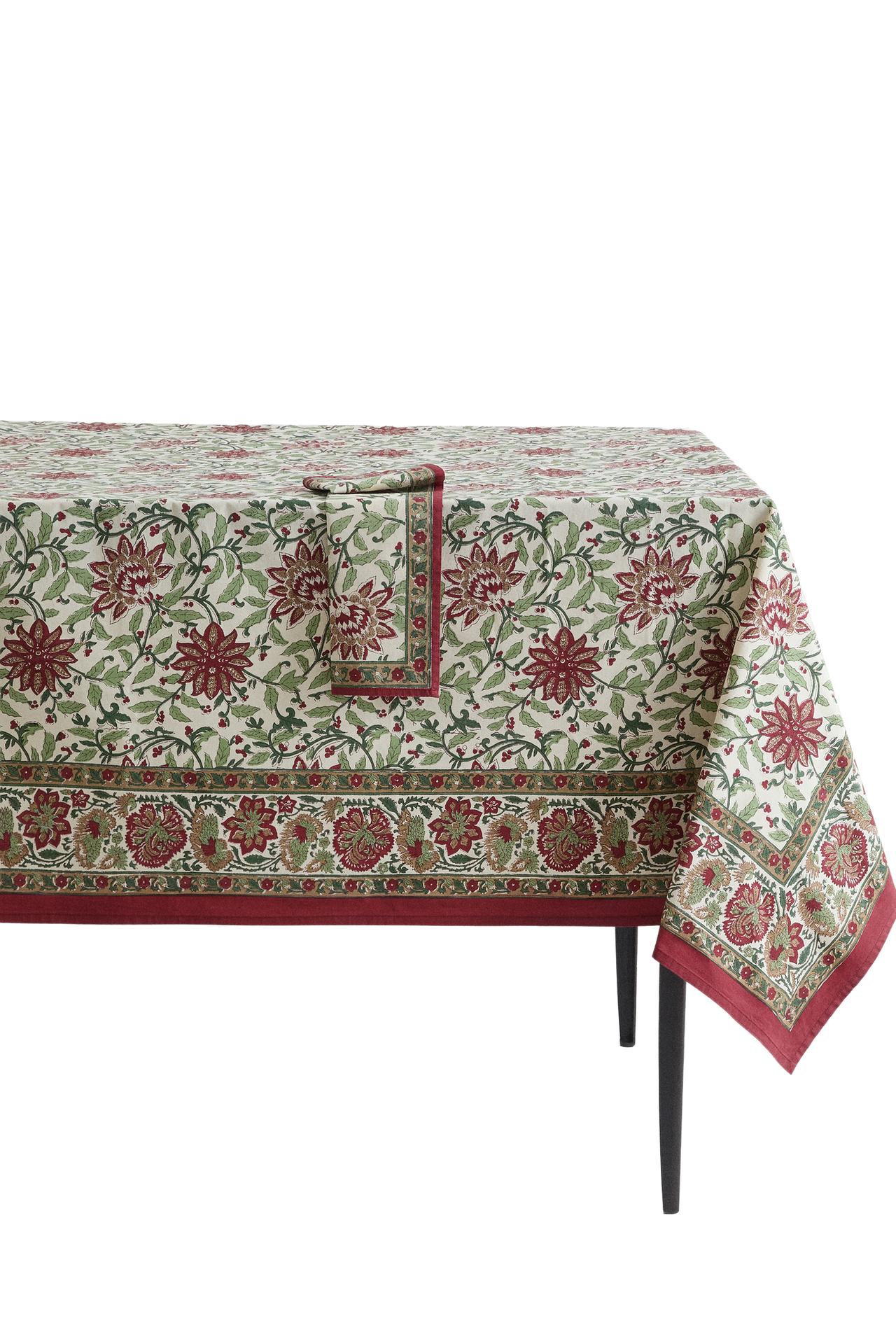 CHRISTMAS FLORAL COTTON TABLECLOTH