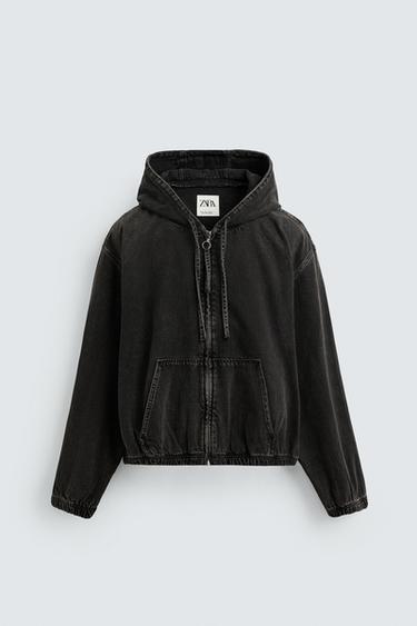 WASHED HOODED JACKET - Charcoal by Zara - Image 0