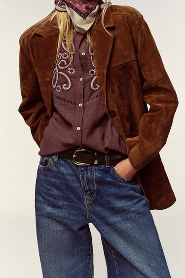 JEAN Z1975 WIDE LEG CEINTURE TAILLE BASSE - Bleu moyen de Zara