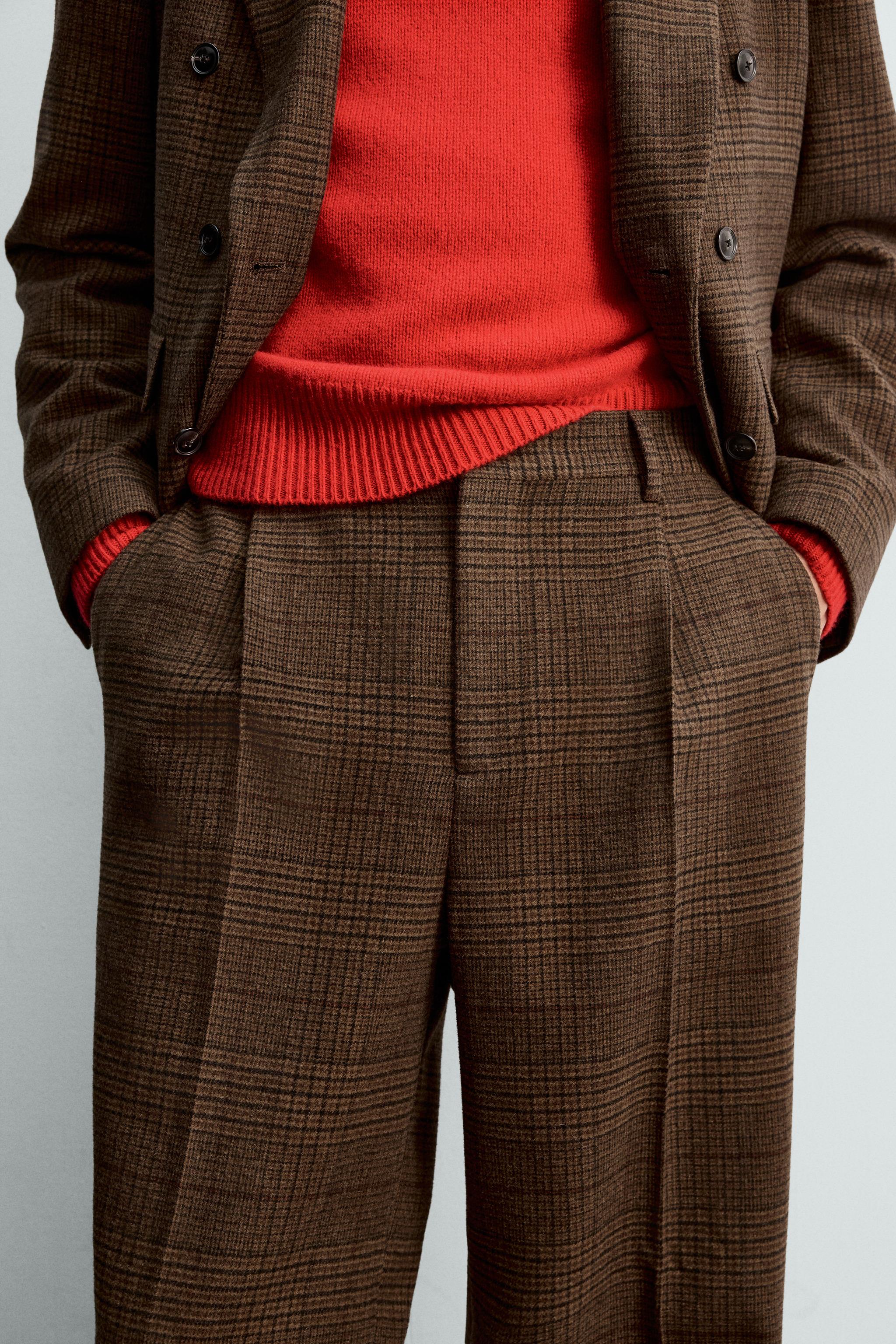 PLAID SUIT PLEATED PANTS