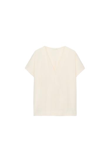 V-NECK T-SHIRT - Ecru by Zara