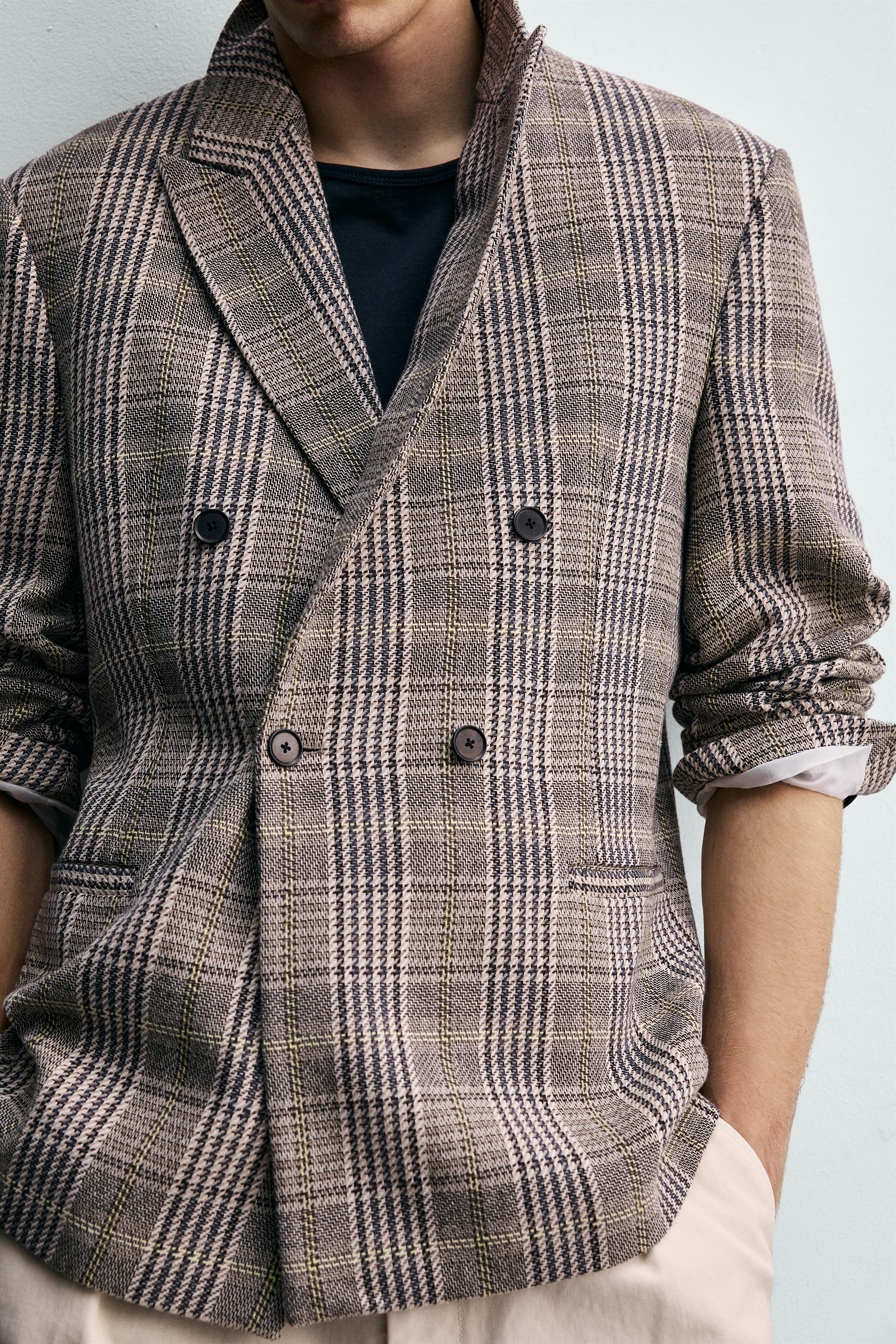 ZARA - ダブルブレスト仕様チェック柄ブレザー☆ZARA☆ゴールデンブラウン チェック柄ダブルブレストブレザー - ゴールデンブラウン | ZARA Japan