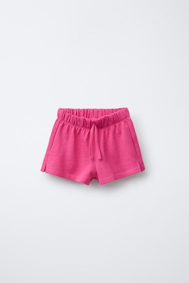 LOT DE DEUX BERMUDAS UNIES ET À RAYURES - Fuchsia de Zara - Image 1