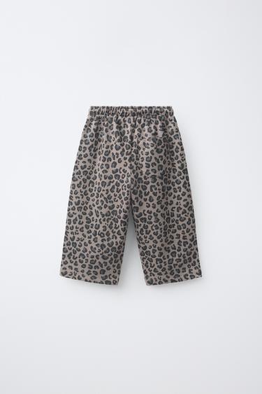 ANIMAL PRINT BALLOON PLUSH PANTS — Light gray 2
