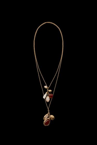 Zara PACK OF 2 STONE NECKLACES - Golden