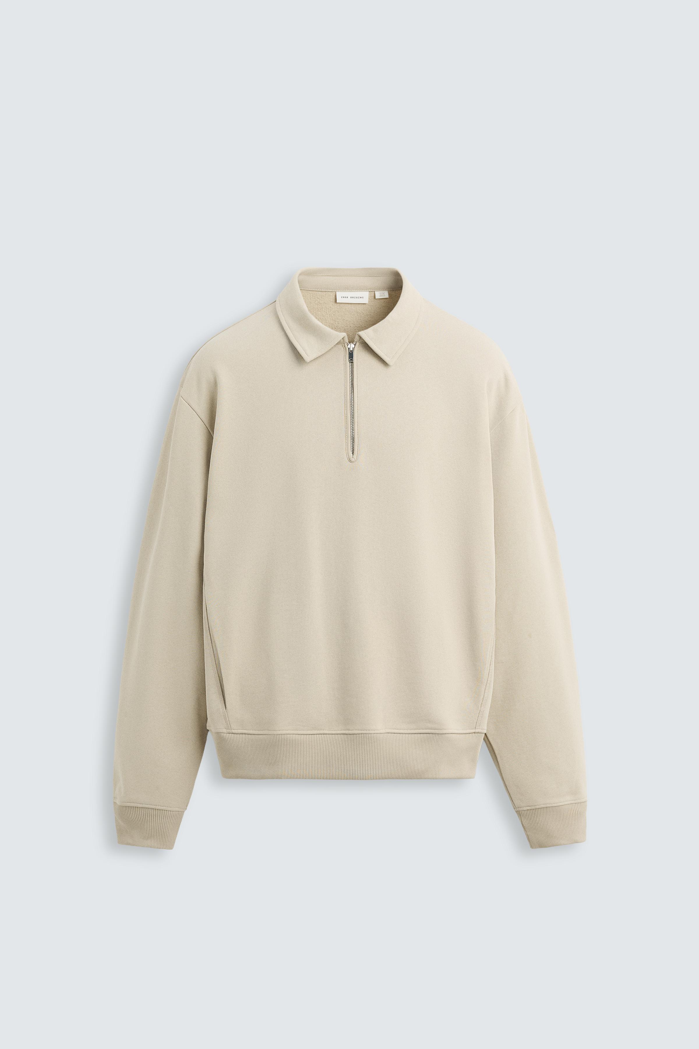 POLO SWEATSHIRT WITH ZIP - Beige | ZARA South Africa