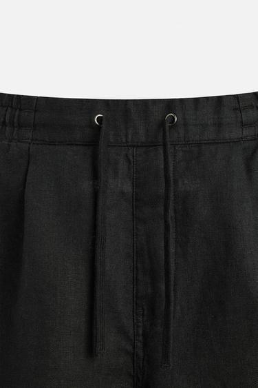 SHORT 100 % LIN - Noir de Zara - Image 8